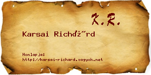 Karsai Richárd névjegykártya